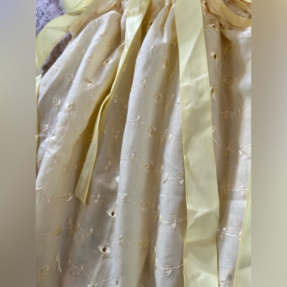 Yellow Eyelet Dress with Ribbon Ties - Picture 2 of 5